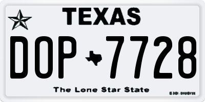 TX license plate DOP7728