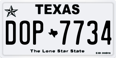 TX license plate DOP7734