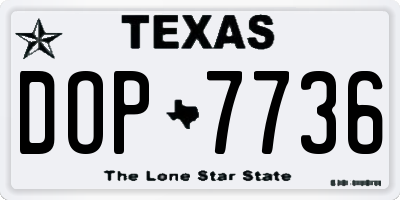 TX license plate DOP7736
