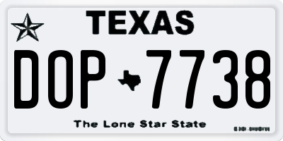TX license plate DOP7738