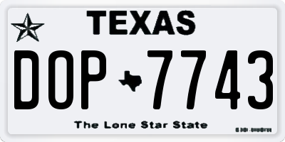 TX license plate DOP7743
