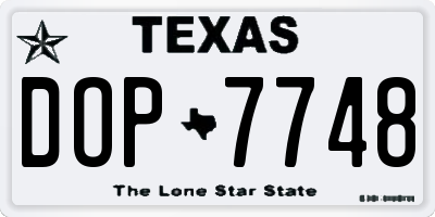 TX license plate DOP7748
