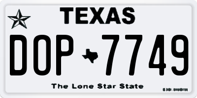 TX license plate DOP7749