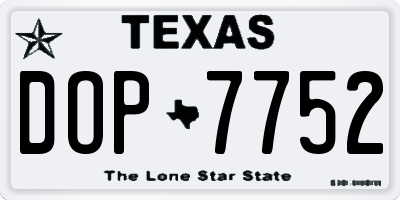 TX license plate DOP7752
