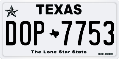 TX license plate DOP7753