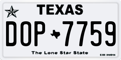 TX license plate DOP7759