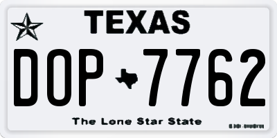 TX license plate DOP7762