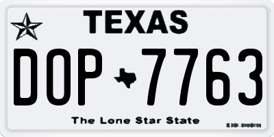 TX license plate DOP7763