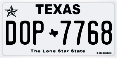 TX license plate DOP7768