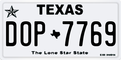 TX license plate DOP7769