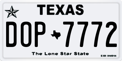 TX license plate DOP7772