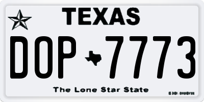 TX license plate DOP7773