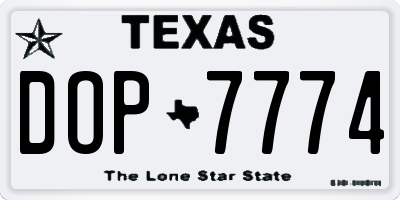 TX license plate DOP7774