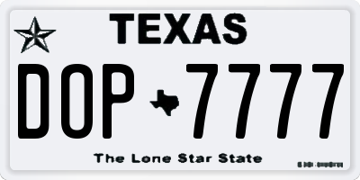 TX license plate DOP7777