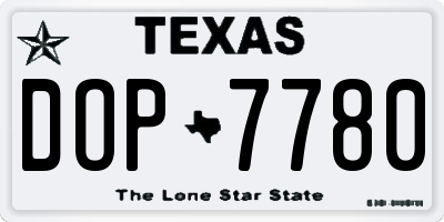 TX license plate DOP7780