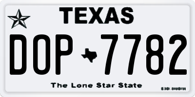 TX license plate DOP7782