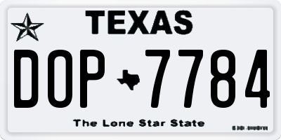 TX license plate DOP7784