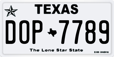 TX license plate DOP7789