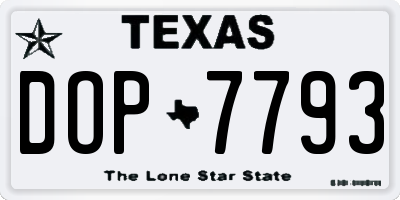TX license plate DOP7793