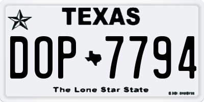 TX license plate DOP7794