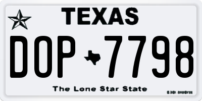 TX license plate DOP7798