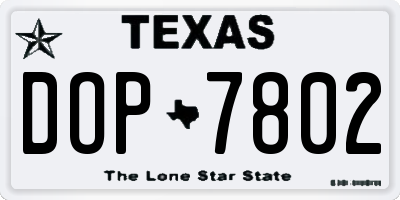 TX license plate DOP7802