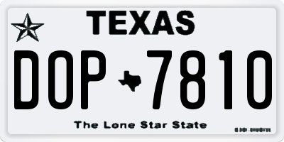 TX license plate DOP7810