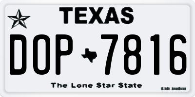 TX license plate DOP7816
