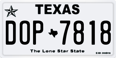 TX license plate DOP7818