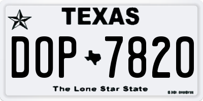 TX license plate DOP7820