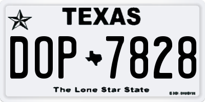 TX license plate DOP7828