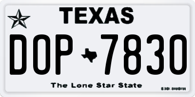 TX license plate DOP7830