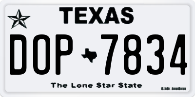 TX license plate DOP7834