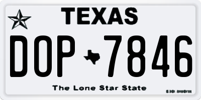 TX license plate DOP7846