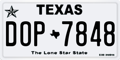 TX license plate DOP7848