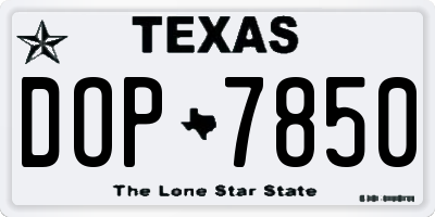 TX license plate DOP7850