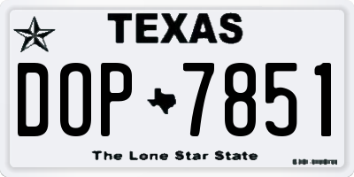TX license plate DOP7851