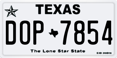TX license plate DOP7854