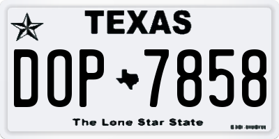 TX license plate DOP7858