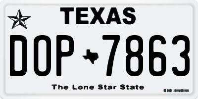 TX license plate DOP7863