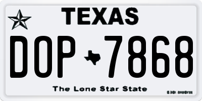 TX license plate DOP7868