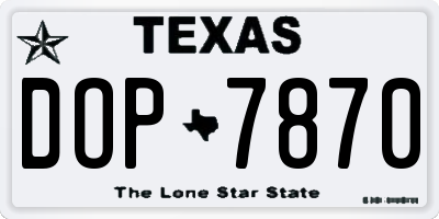 TX license plate DOP7870
