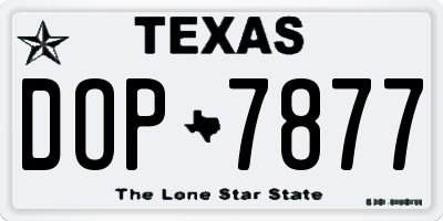 TX license plate DOP7877