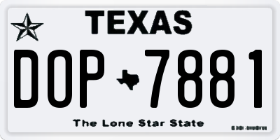 TX license plate DOP7881