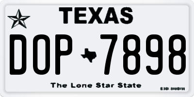 TX license plate DOP7898