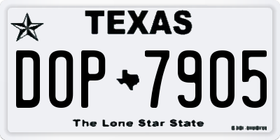 TX license plate DOP7905