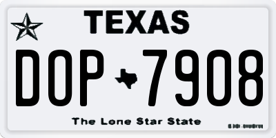 TX license plate DOP7908