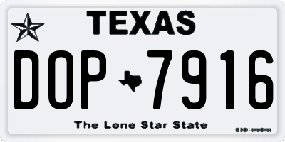 TX license plate DOP7916