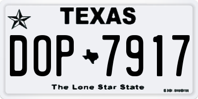 TX license plate DOP7917