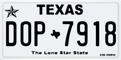TX license plate DOP7918